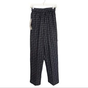 CHEF WORKS Drawstring Pants 3 Pocket Black Metal Pattern Work Uniform Sz XS NWT